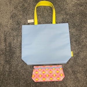 Clinique reversible tote with cosmetic pouch